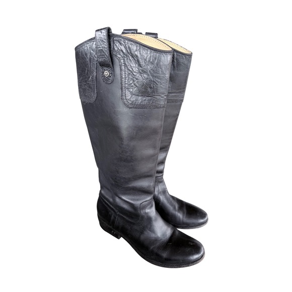 Frye Shoes - Womens 7 Frye Melissa Button Tall Black Leather Equestrian Western Riding Boots